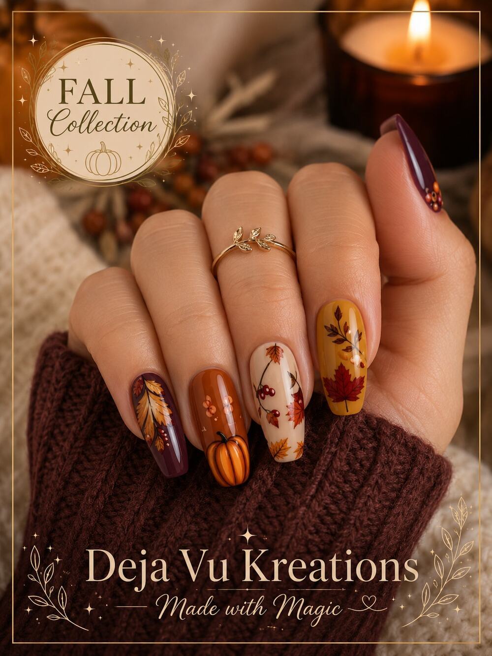 Pumpkin Press On Nails Medium Square 24 Piece